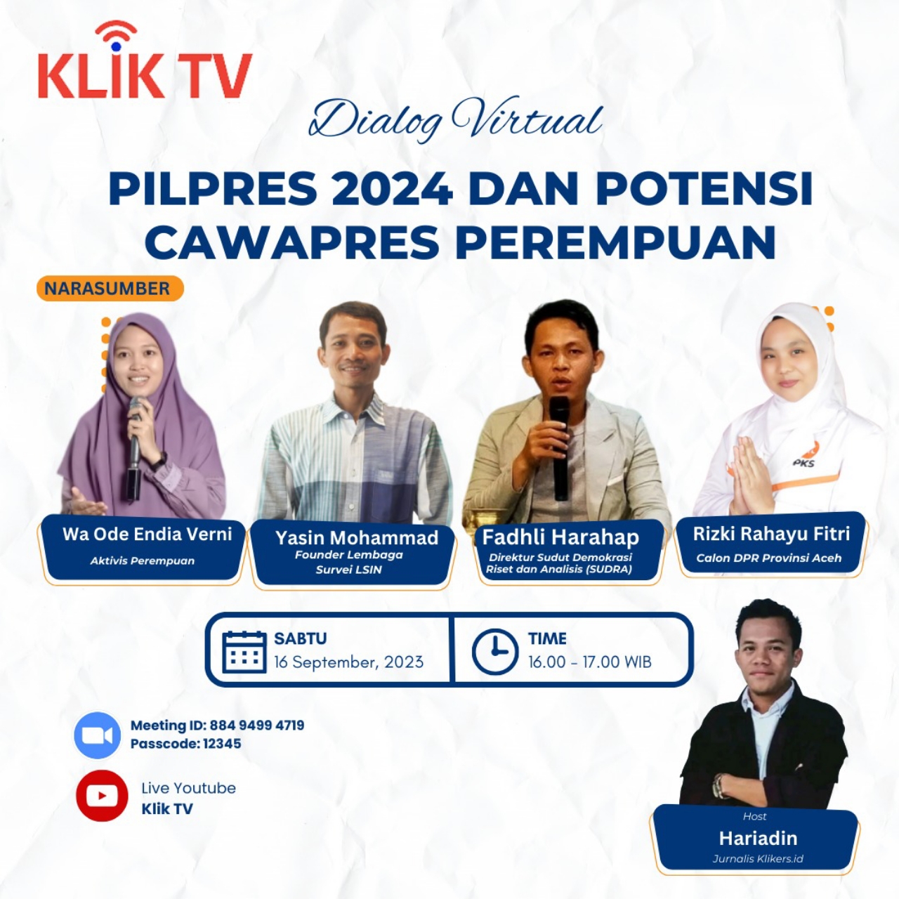 Dialog KLIK TV : Pilpres 2024 & Potensi Cawapres Perempuan